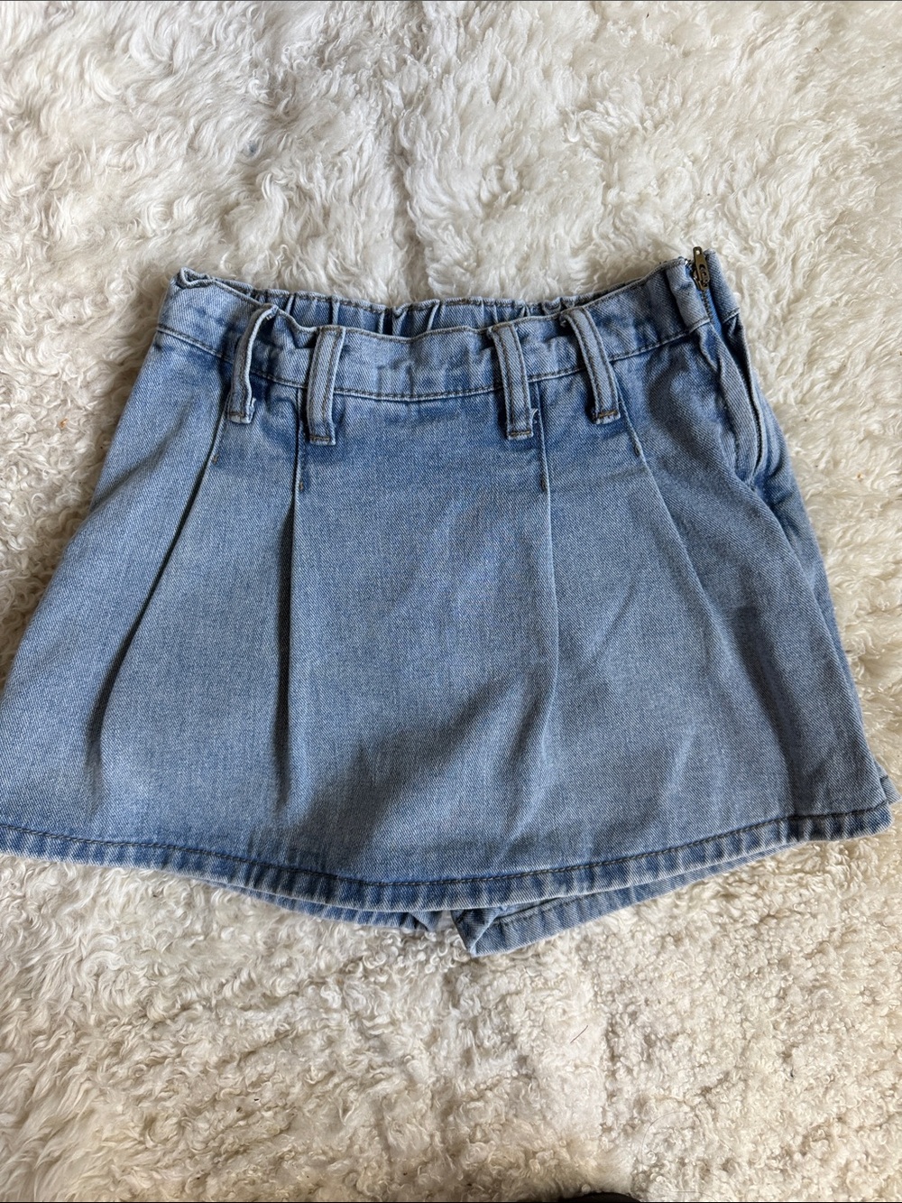 Worn Once - Girls Light Blue Denim Skort Shorts 10 Yrs